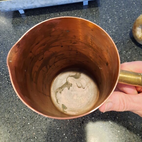 Vintage Solid Copper Pitcher, 7 1/2" Tall/4 1/2" Diameter - Picture 7 of 11